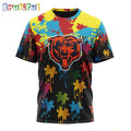 NFL Chicago Bears T-Shirt Special Autism Awareness Design Football T-Shirt