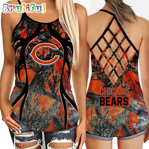 NFL Chicago Bears Women’s Tank Top, Football Team Logo Criss Cross Tank Top