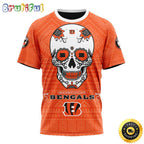 NFL Cincinnati Bengals All Over Print 3D T Shirt Specialized Kits For Dia De Muertos Show Your Team Spirit