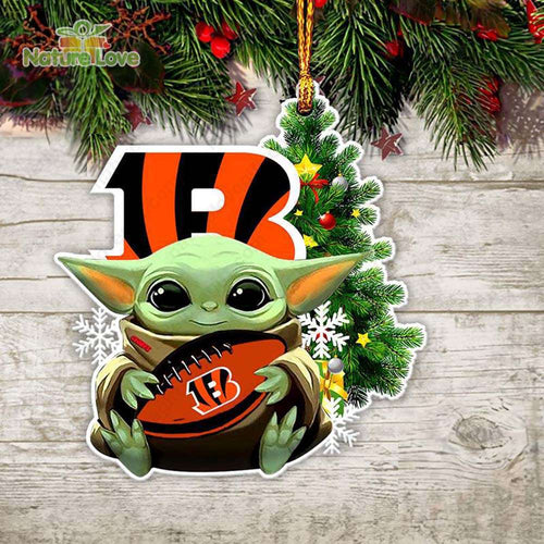NFL Cincinnati Bengals Baby Yoda Christmas Ornament Xmas Tree Decoration