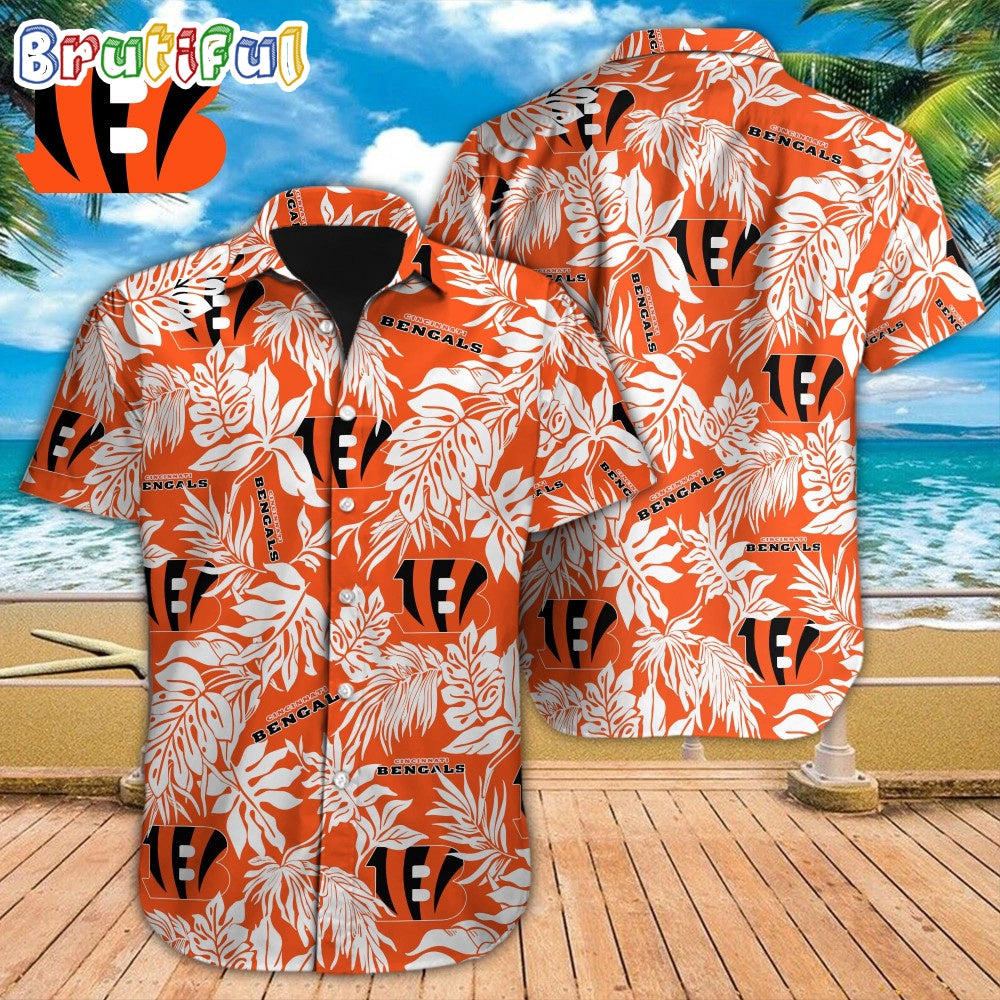 NFL Cincinnati Bengals Hawaiian Shirt Tropical Leafs Design Aloha Shirts
