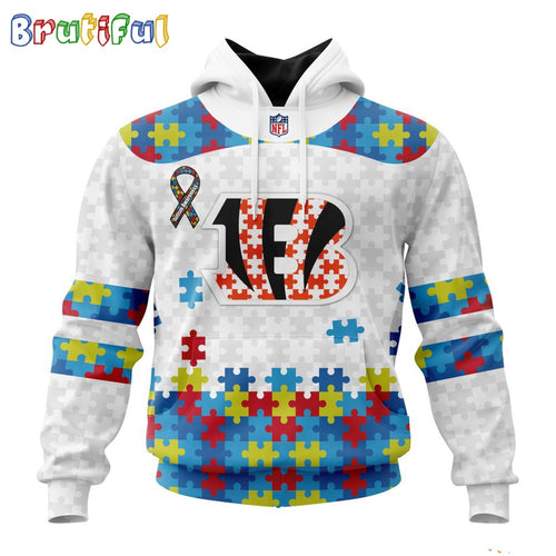 NFL Cincinnati Bengals Hoodie Special Autism Awareness Design 3D Hoodie