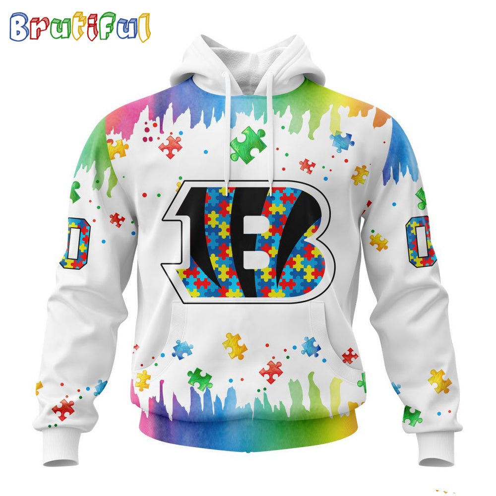 NFL Cincinnati Bengals Hoodie Special Autism Awareness Design All Over Print Hoodie