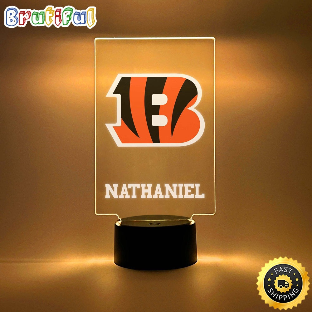NFL Cincinnati Bengals Night Light Table Desk Lamp Stand Sports Fan LED Light