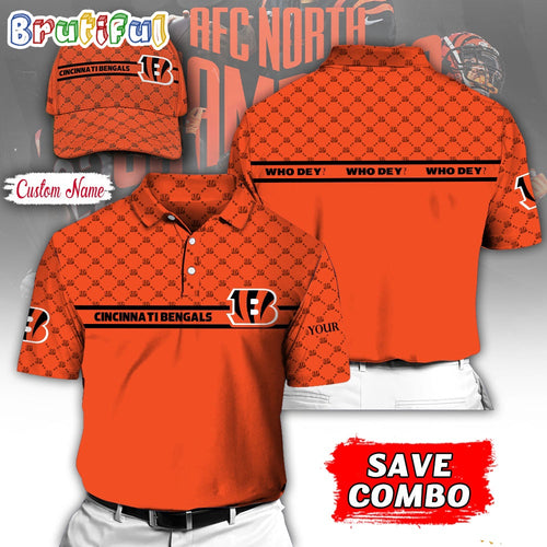 NFL Cincinnati Bengals Polo Shirt, Custom Football Polo Shirt And Cap