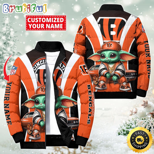 NFL Cincinnati Bengals Puffer Jacket Baby Yoda Custom Jacket