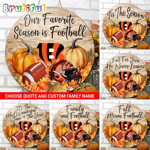 NFL Cincinnati Bengals Pumpkin Custom Wooden Sign, Sport Football Home Decorations