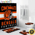 NFL Cincinnati Bengals Shower Curtain Football Bathroom Mat Set and Shower Curtain