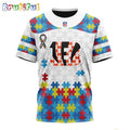 NFL Cincinnati Bengals T-Shirt Special Autism Awareness Design 3D T-Shirt