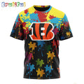 NFL Cincinnati Bengals T-Shirt Special Autism Awareness Design Football T-Shirt