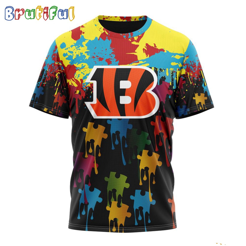 NFL Cincinnati Bengals T-Shirt Special Autism Awareness Design Football T-Shirt