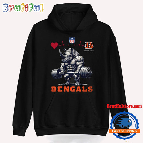 NFL Cincinnati Bengals Team Funny Rhinoceros Powerlifting Hoodie Shirt