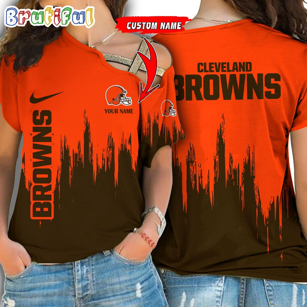 NFL Cleveland Browns Football Team Logo Design One Shoulder Shirt