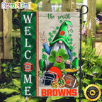 NFL Cleveland Browns Garden Flag St Patricks Day Gnome Shamrock Welcome Garden Flag