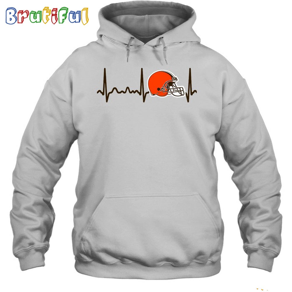 NFL Cleveland Browns Heartbeat Hoodie Unisex Football T-Shirt Hoodie