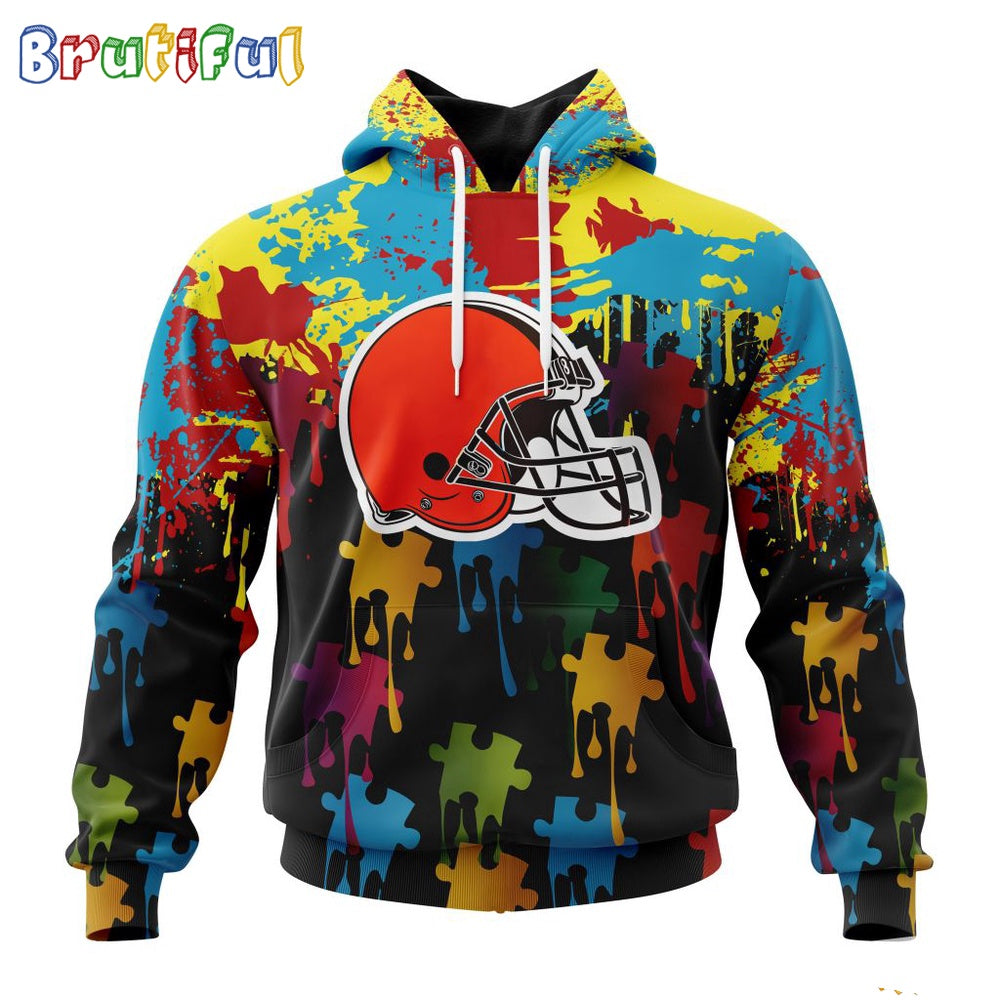 NFL Cleveland Browns Hoodie Special Autism Awareness Design Football Hoodie