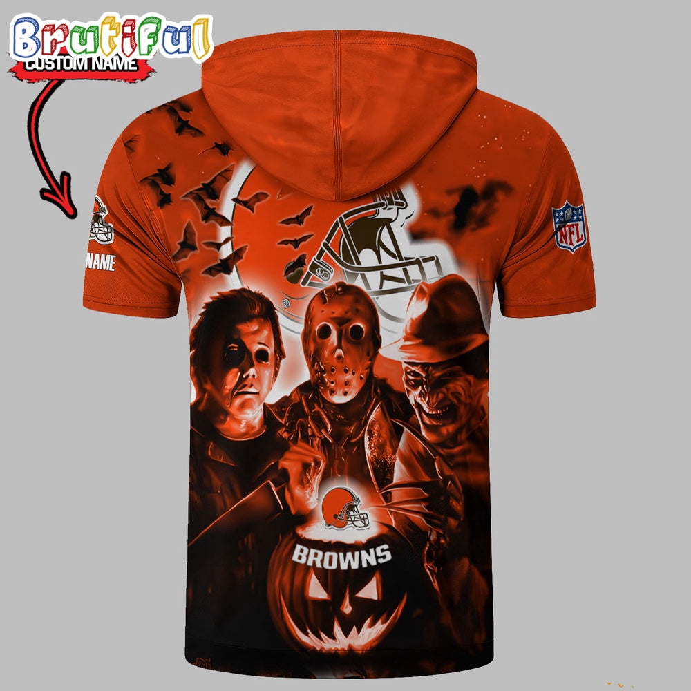 NFL Cleveland Browns Horror Characters Essential Halloween Sleeveless Hoodie
