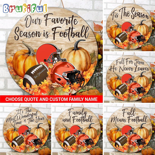 NFL Cleveland Browns Pumpkin Custom Wooden Sign, Sport Football Home Decorations