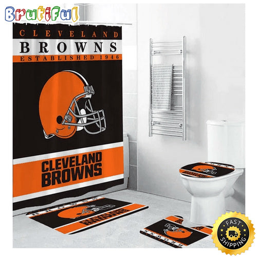 NFL Cleveland Browns Shower Curtain Sets Sport Team Helmet