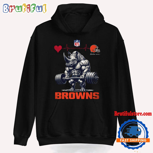 NFL Cleveland Browns Team Funny Rhinoceros Powerlifting Hoodie Shirt