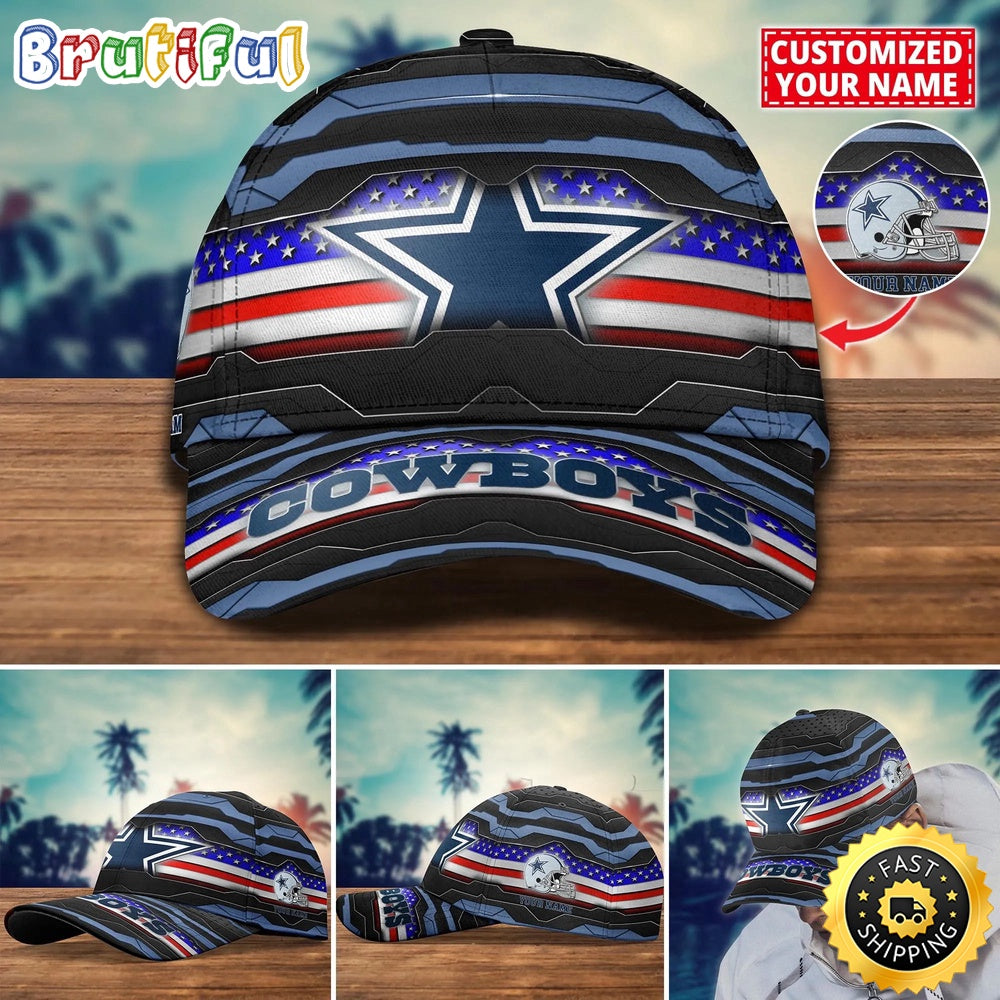 NFL Dallas Cowboys Baseball Cap Flag Custom Name Cap
