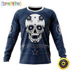 NFL Dallas Cowboys Crewneck Sweatshirt Specialized Kits For Dia De Muertos Show Your Team Spirit