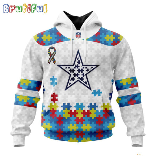 NFL Dallas Cowboys Hoodie Special Autism Awareness Design 3D Hoodie