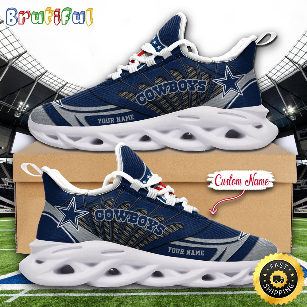 NFL Dallas Cowboys Max Soul Shoes Custom Name Football Shoes Sports