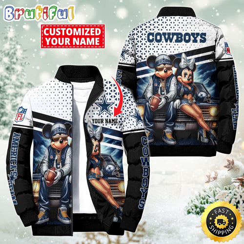 NFL Dallas Cowboys Puffer Jacket Mickey Minnie Jacket