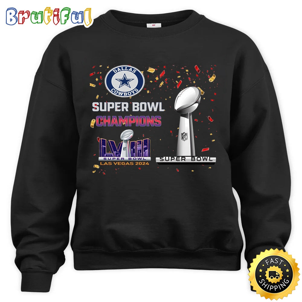 NFL Dallas Cowboys Sweatshirt Super Bowl LVIII 2024 Las Vegas Champions Unisex Sweatshirt