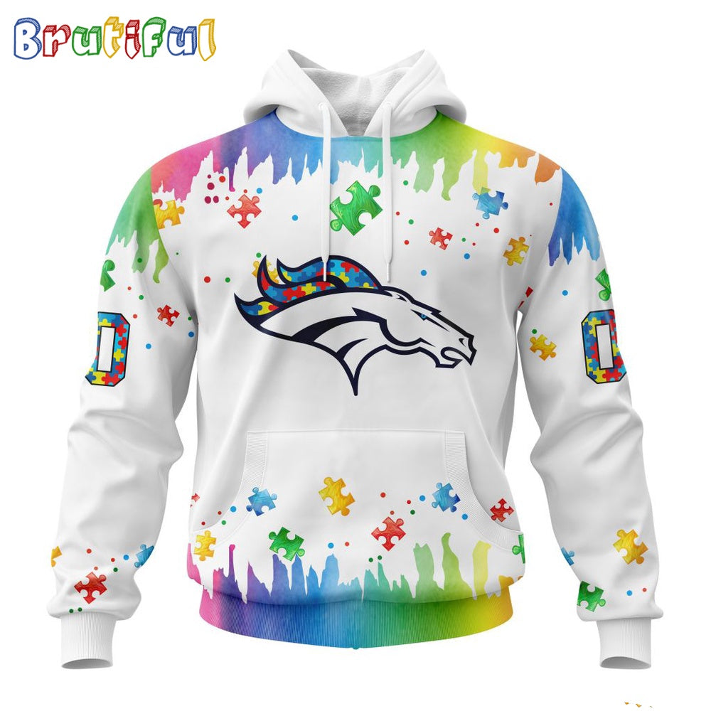 NFL Denver Broncos Hoodie Special Autism Awareness Design All Over Print Hoodie