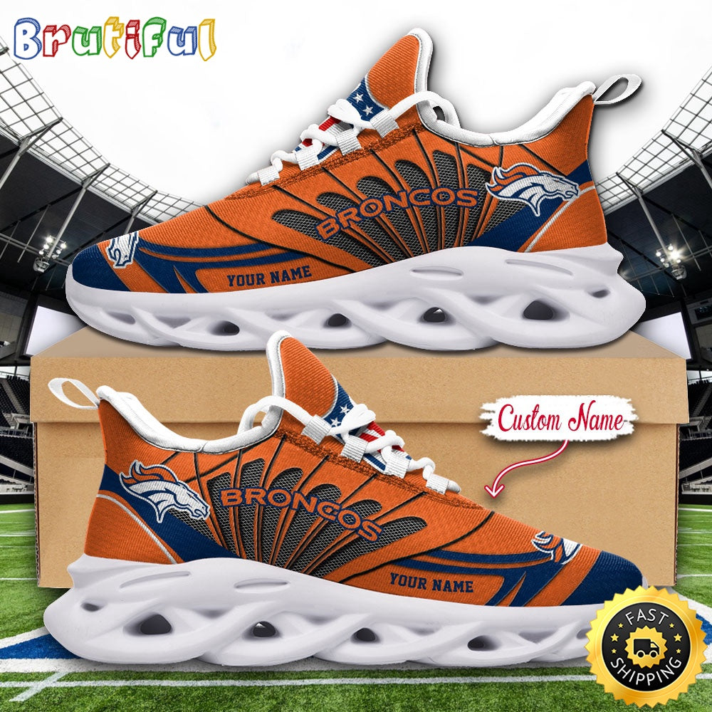 NFL Denver Broncos Max Soul Shoes Custom Name Football Shoes Sports