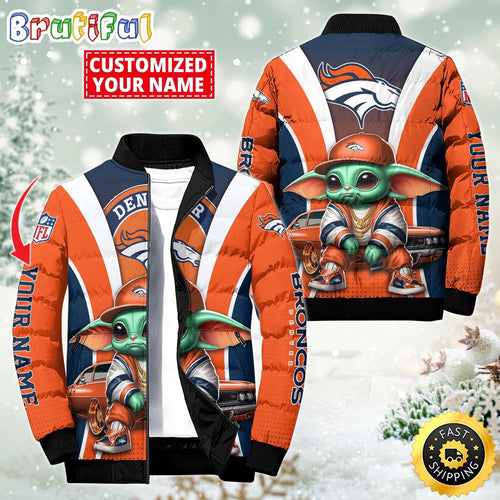 NFL Denver Broncos Puffer Jacket Baby Yoda Custom Jacket