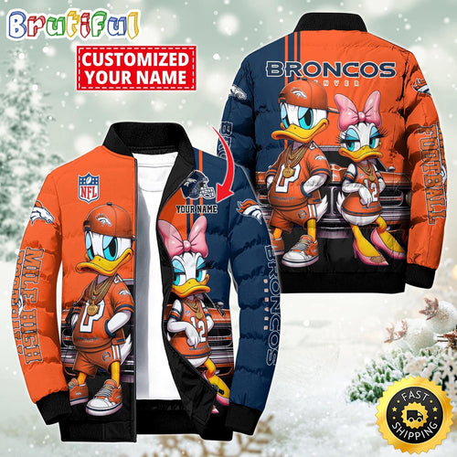 NFL Denver Broncos Puffer Jacket Donald Duck Custom Jacket