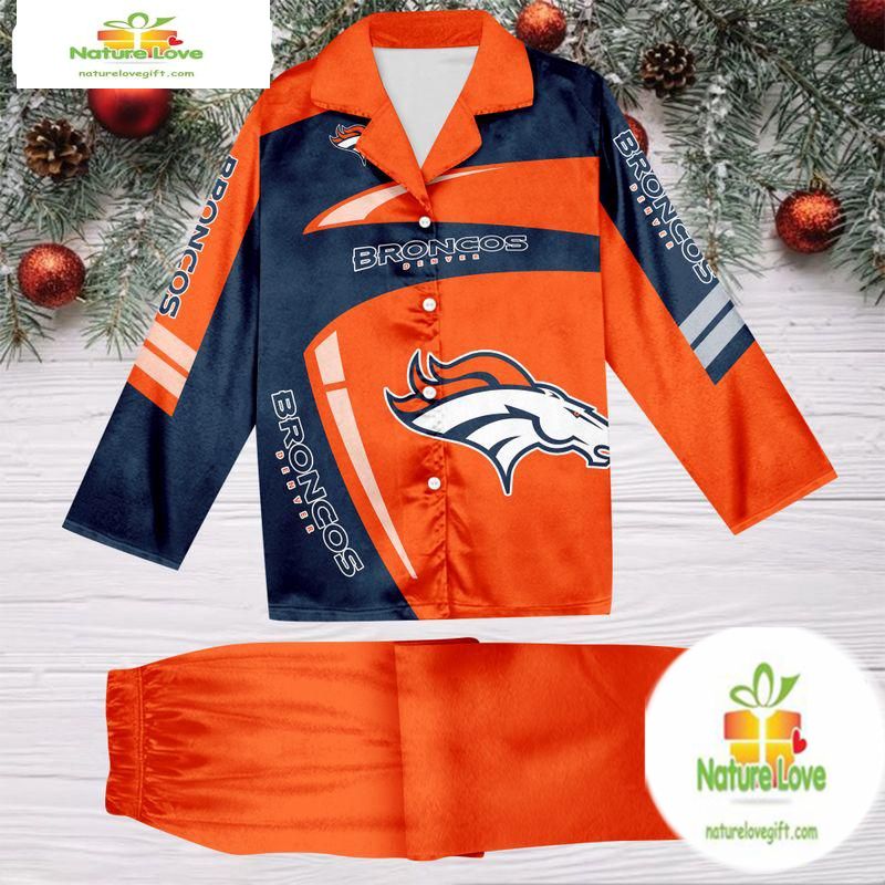 NFL Denver Broncos Football Team Winter Satin Pajamas Set Gift for Fans
