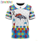 NFL Denver Broncos T-Shirt Special Autism Awareness Design 3D T-Shirt