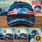 NFL Detroit Lions Baseball Cap Flag Custom Name Cap