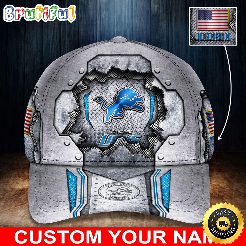 NFL Detroit Lions Baseball Cap Silver Metalic Pattern Cap