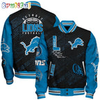 NFL Detroit Lions Baseball Jacket Print Logo Team Football Jacket