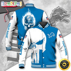 NFL Detroit Lions Baseball Jacket Skull Print Jacket