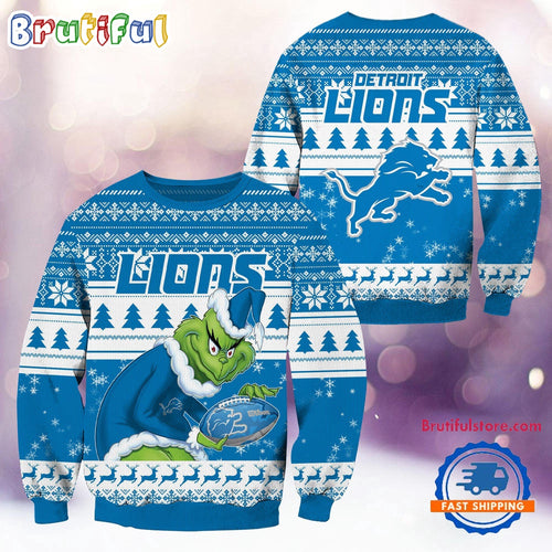 NFL Detroit Lions Football Grinch Christmas Ugly Sweater