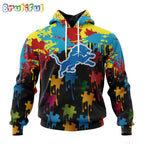 NFL Detroit Lions Hoodie Special Autism Awareness Design Football Hoodie