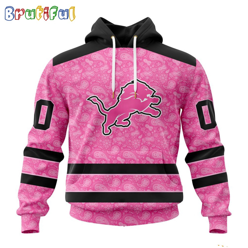 NFL Detroit Lions Hoodie Special Pink Hoodie Design Fight Breast Cancer