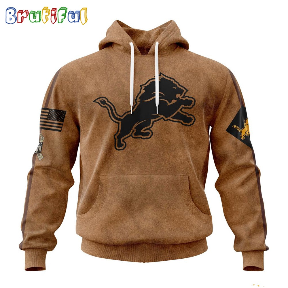 NFL Detroit Lions Hoodie Special Salute To Service For Veterans Day Full Printed Hoodie