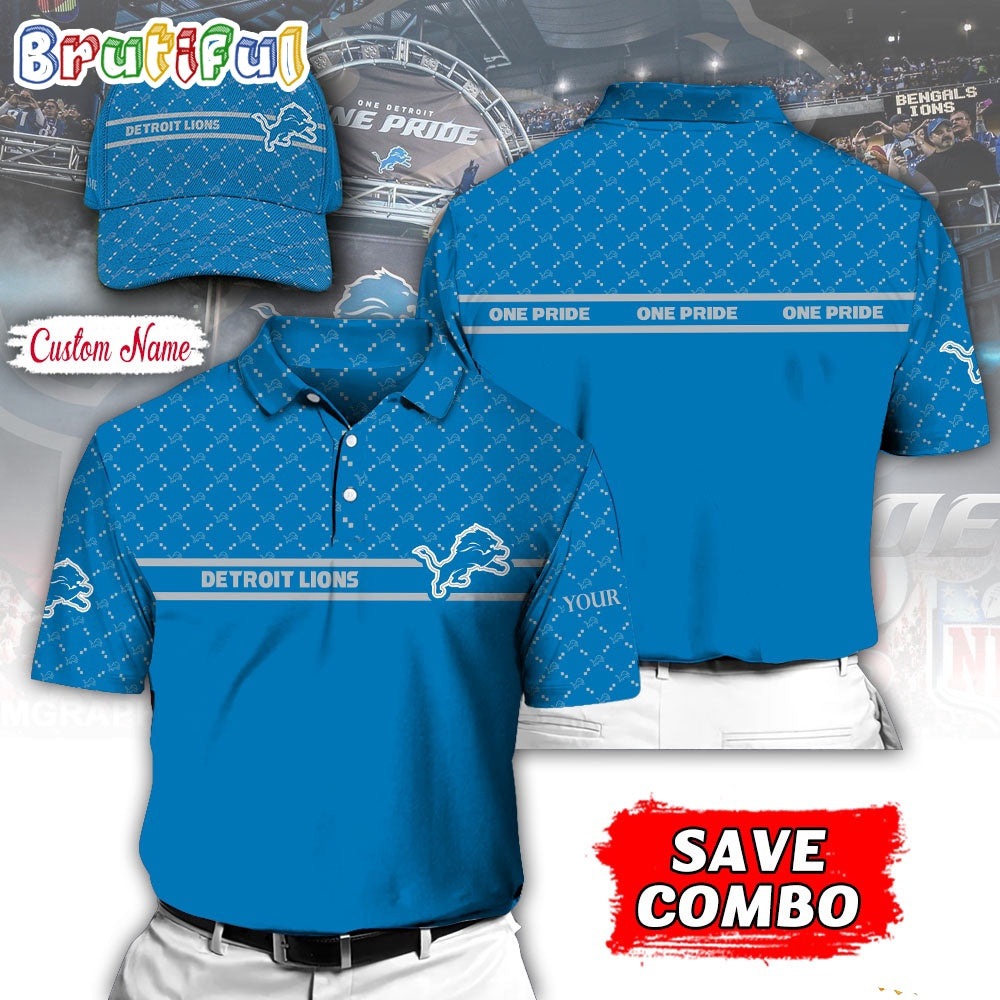NFL Detroit Lions Polo Shirt, Custom Football Polo Shirt And Cap
