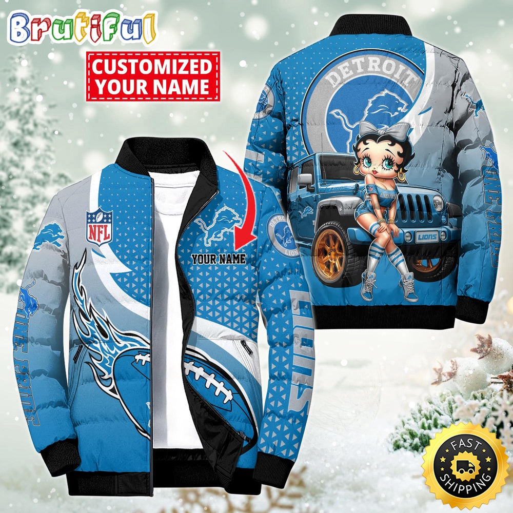 NFL Detroit Lions Puffer Jacket Betty Boop Custom Jacket