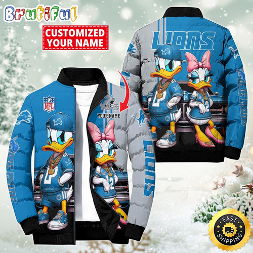 NFL Detroit Lions Puffer Jacket Donald Duck Custom Jacket