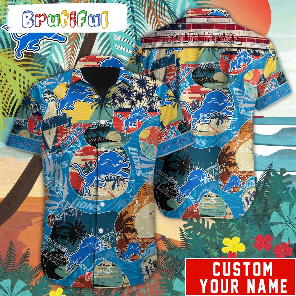NFL Detroit Lions Retro Hawaiian Shirt Special Vintage Style Hawaiian Button Shirt