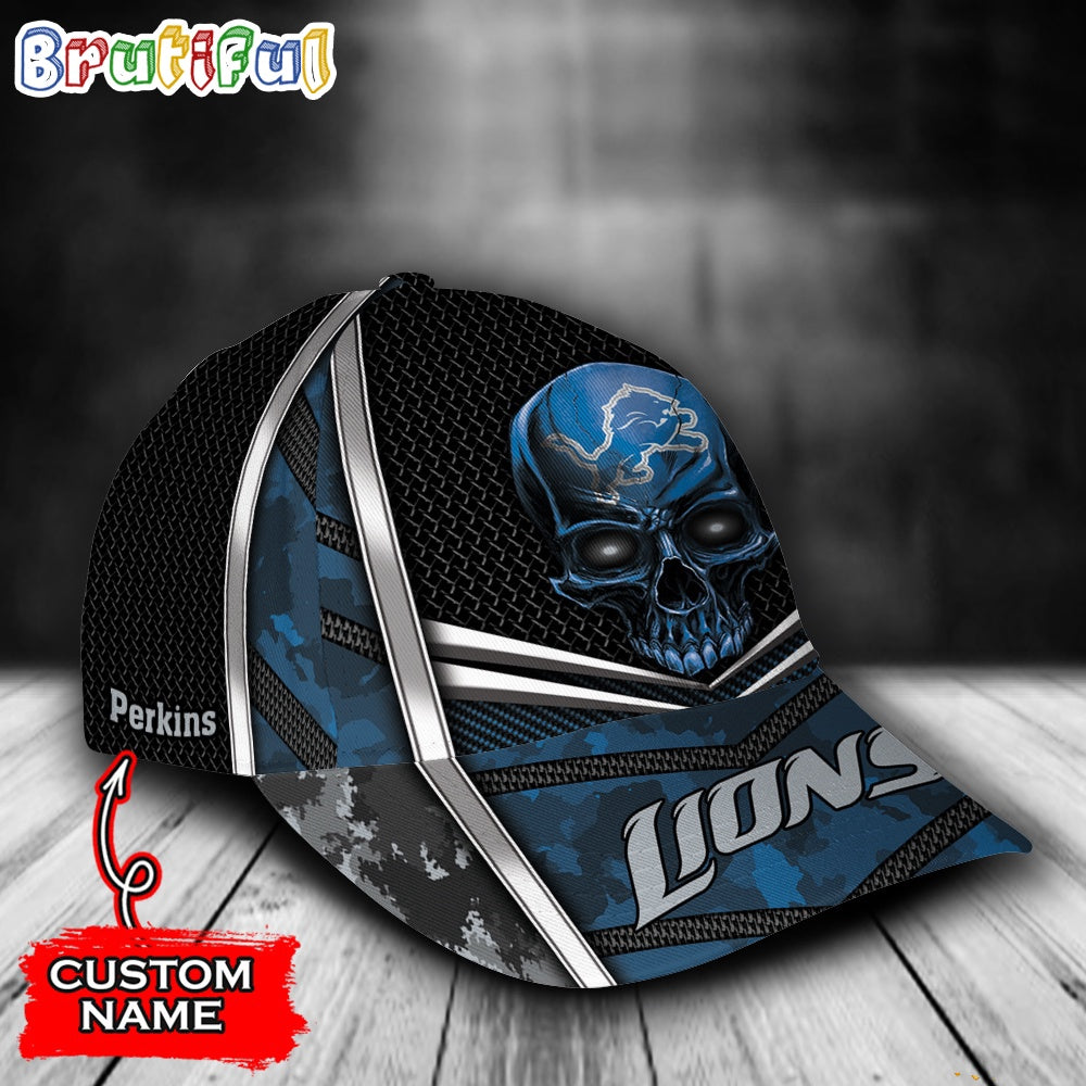 NFL Detroit Lions Special Halloween Skull Custom Baseball Cap