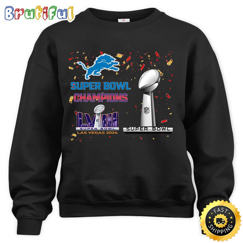 NFL Detroit Lions Sweatshirt Super Bowl LVIII 2024 Las Vegas Champions Unisex Sweatshirt
